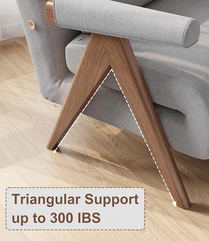 3 in 1 Convertible Sleeper Chair GreyFlip Out Sofa Chair Pull Out Couch to Bed for Adults Indoor Space Saving Lounger Furniture for Living Room Bedroom Compact Guest Bed W25x31.8Dx31.8H“