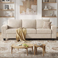3 Seater Sofa Couch with Deep Seat 90 Modern Upholstered Sofa with Armrests Easy Installation Comfy Couches for Living Room Apartment Beige