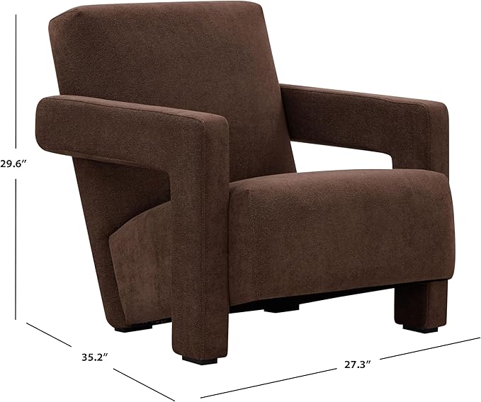 SAFAVIEH Couture Collection Taylor Modern Dark Brown Boucle Accent Chair (Fully Assembled)