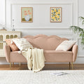 VELOCAVA 67 Loveseat Sofa Modern 2-Seater Upholstered Couch with Linen-Textured Fabric Curved Scalloped Back 7.87 Raised Legs for Living Room Apartment or Bedroom Pink