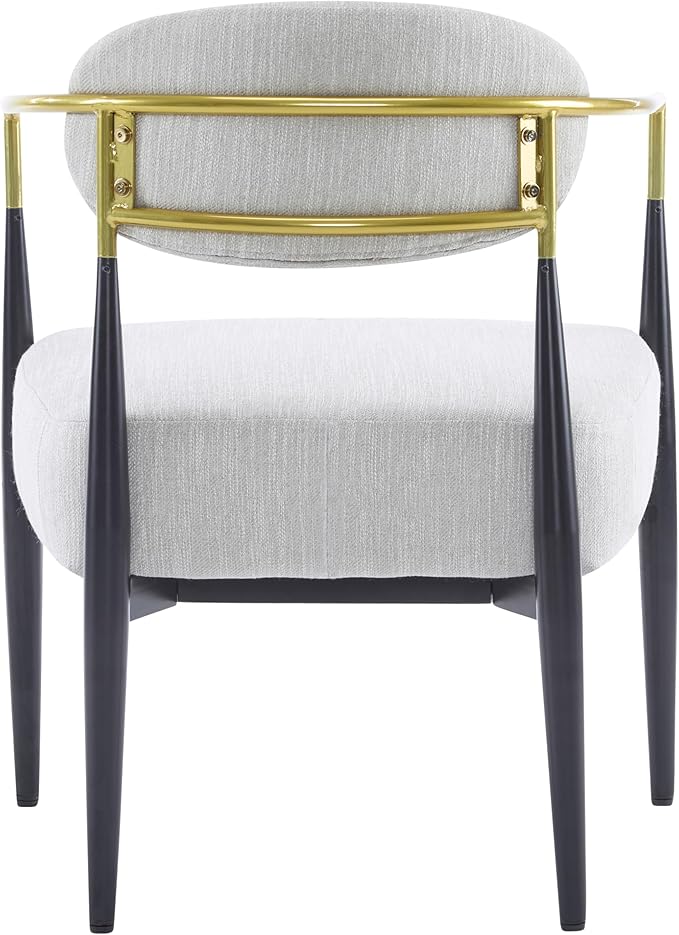 Christopher Knight Home Draxv Accent Chair Upholstered Club Chair Curved Backrest Armchair Metal Frame Tapered Legs Chic Accent Chair Soft Seating Chair for Living Room Reading Beige+Gold