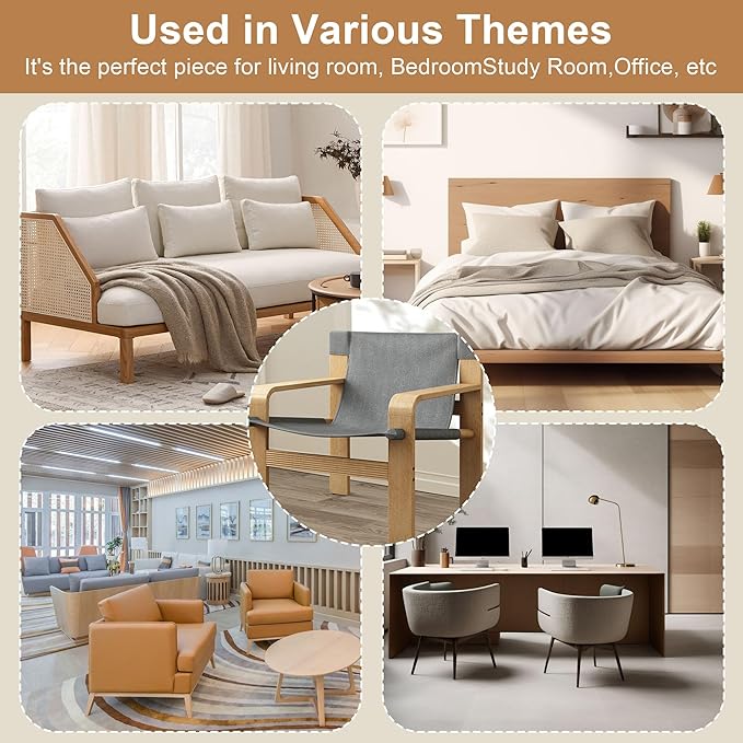 Mid-Century Accent Chair with Wide Armrest &amp Solid Wood Frame Detachable and Washable Armchair Modern Living Room Reading Chairs for Bedroom Sunroom Bedroom BalconyLight Grey