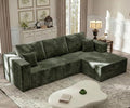 108'' L-Shaped Cloud Modular Sectional Sofa Modern Corduroy Memory Foam Couch with Right Facing Chaise Lounge Upholstered Boneless Deep Seat Fluffy Sofa No Assembly Needed for Home Olive Green