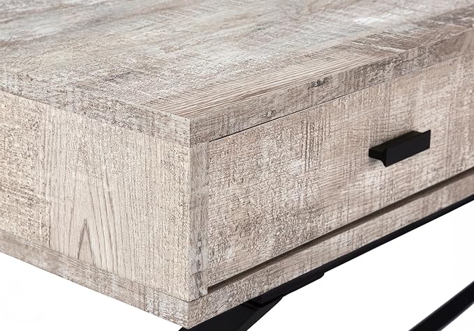 Contemporary Home Office Computer Desk 48 Laptop Desk with Storage Drawers Beige Laminate Black Metal Legs