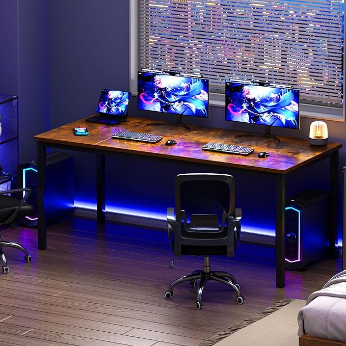 Need Large Computer Desk 70.8 x 31.5 inches Conference Table Large Office Desk Writing Table Workstation for Home OfficeRustic Brown &amp Black 10FJGSAC3-180FG-ND