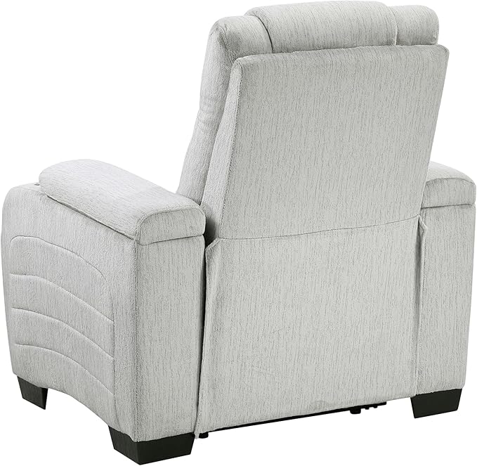Lexicon Wall Hugger Manual Reclining Chair Microfiber Manual Recliner with Cup Holders/Hidden Arm Storage/LED Base Lighting Home Theater Seating for Living Room Light Gray
