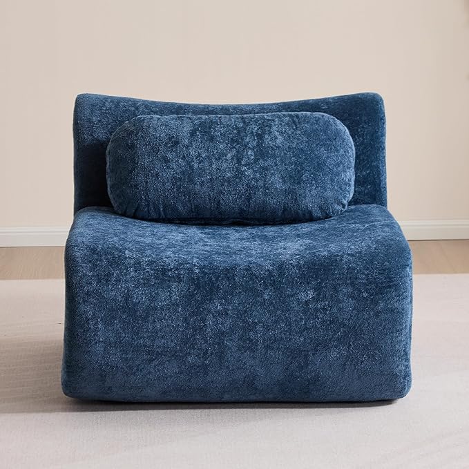 Multiple Modular Boneless Couches for Living Room Cloud Sectional Sofa with Comfy Deep Seat Oversized Single Sofa for Bedroom Apartment No Assembly 1 Module Combined Blue
