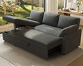 AMERLIFE Sleeper Sofa 2-in-1 Sofa Bed with Storage Chaise Pull Out Sofa Couch for Living Room Guest Room Linen Grey