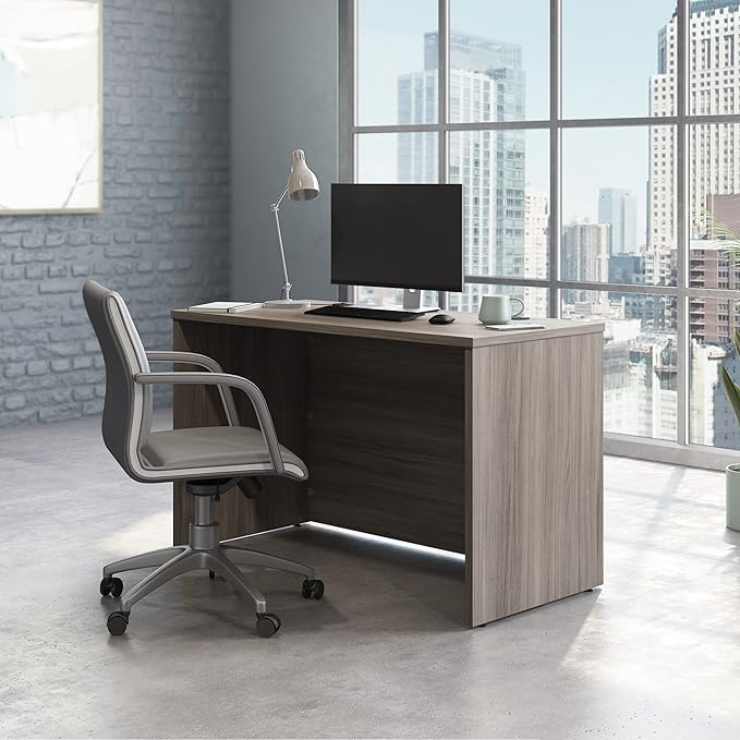 OfficeWorks by Sauder Affirm 48x24 Desk Shell/cred/Return Hudson Elm Finish