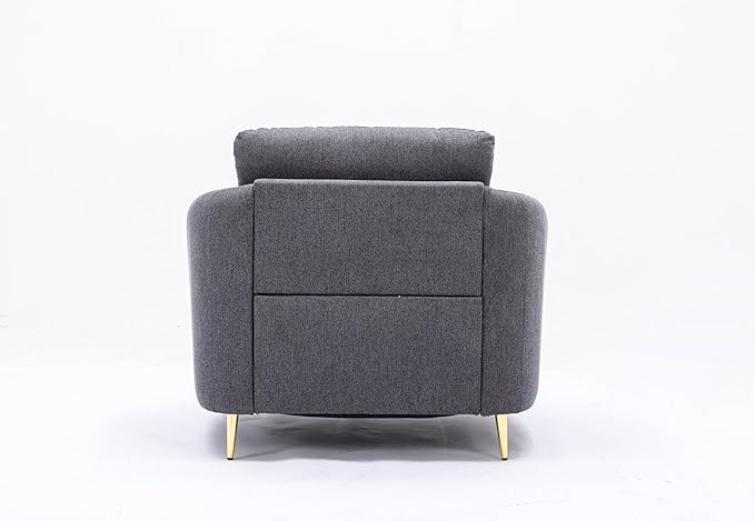 Modern Gray Linen Chair with Pocket Coil Seat for Living Room or Bedroom