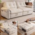 77 Pull Out Sofa Bed Velvet Convertible Sleeper Couch Loveseat Chaise Lounge with Side Pockets and USB Pullout Futon Sofa Bed for Living Room Bedroom Small Spaces RV (Beige)