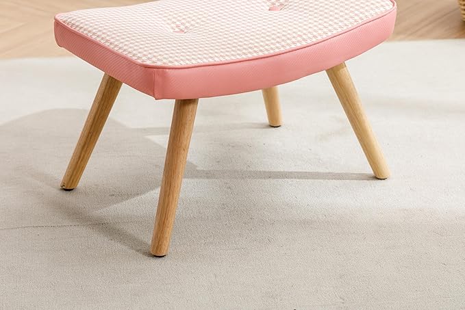 Generic Wooden Step OttomanWooden Step Stool for AdultsSquare Cushion Foot StoolSmall Stool with Non Slip PadWood Stool Suitable for Bedroom Living Room and KitchenPink