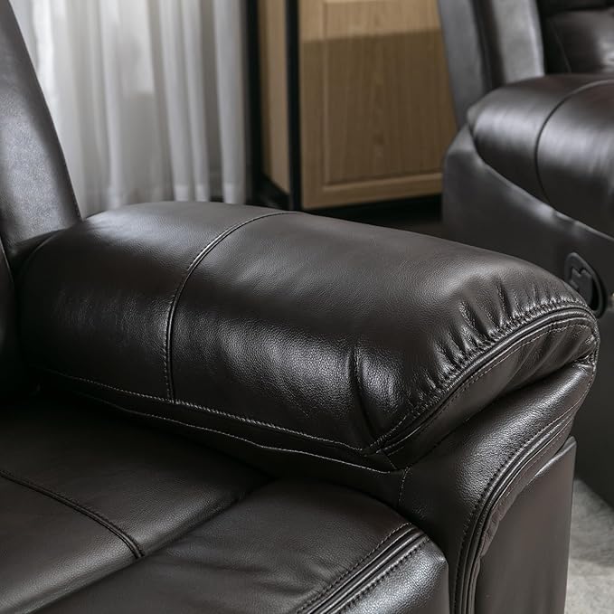 ERYE Manual Recliner Chair with LED Light Strip for Living Room Bedroom Manual Reclining Home Theater Seating Armchair Faux Leather Tufted