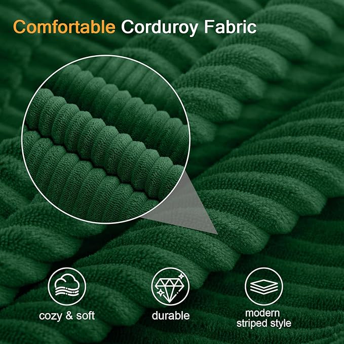 MeMoreCool Corduroy Loveseat Sleeper Sofa – Green Boneless Fold-Out Couch Bed with Foam Core Convertible Floor Futon with Pillow &amp Washable Cover for Small Spaces Bedroom Guest Room