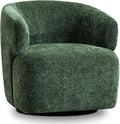 Swivel Accent Chair Chenille Barrel Chair for Living Room Cozy Round Boucle Arm Chair Metal Base for Club Nursery Bedroom Green