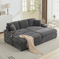 86.6 Sectional Sofa Couch with 2 Ottomans Comfy Corduroy Upholstered Cloud Modular Convertible Couch with Cup Holders and USB Armrest Storage Deep Seat Oversized Loveseat for Living Room Grey