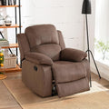 Manual Velvet Recliner Chair Sofa for Living Room35 Ergonomic Reclining Chair with 10 Arm/Upholstered Seat/Metal FrameModern Single Couch for Rv Sofa/Home Theater Seating/Office(Brown)