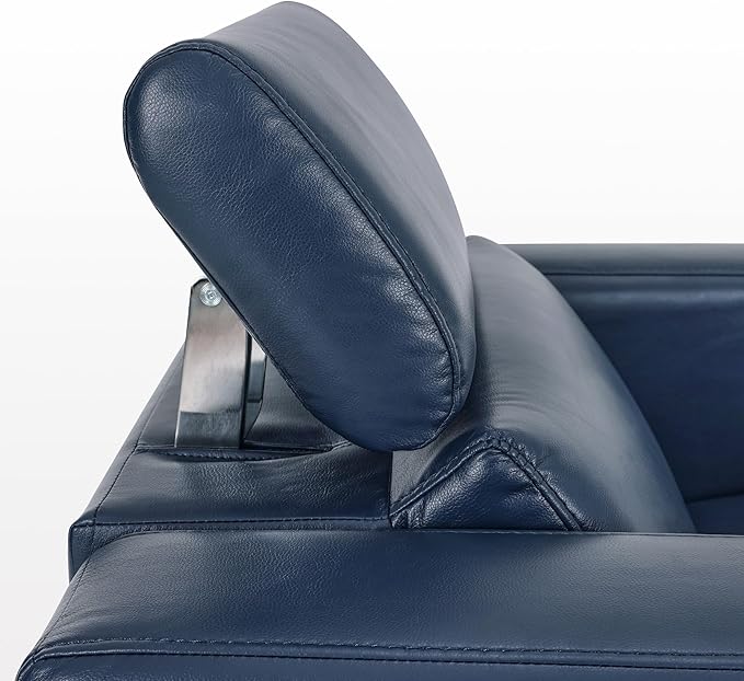 MCombo Zero Wall Recliner Chair Wall Hugger Power Recliner Chair with Power Headrest USB Charge Ports Wood Legs Modern Design for Living Room Small Spaces Faux Leather HL128 (Blue)