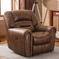 ANJ Electric Recliner Chair W/Breathable Bonded Leather Classic Single Sofa Home Theater Recliner Seating W/USB Port (Nut Brown)