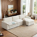 VINGLI 122 Cloud Double-Layer Deep Convertible Sectional Sofa Comfy L-Shape 3-Seat Couches for Living Room Modern Couch with Movable Ottoman for Living RoomChenilleCream