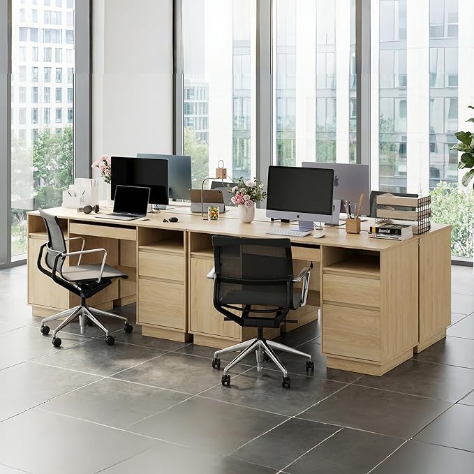 58 Modern Executive Desk with Drawers Office Desk with File Drawer &amp Open Storage &amp Power Outlet Keyboard Tray Wooden Computer Desk for Home Office &amp Studio