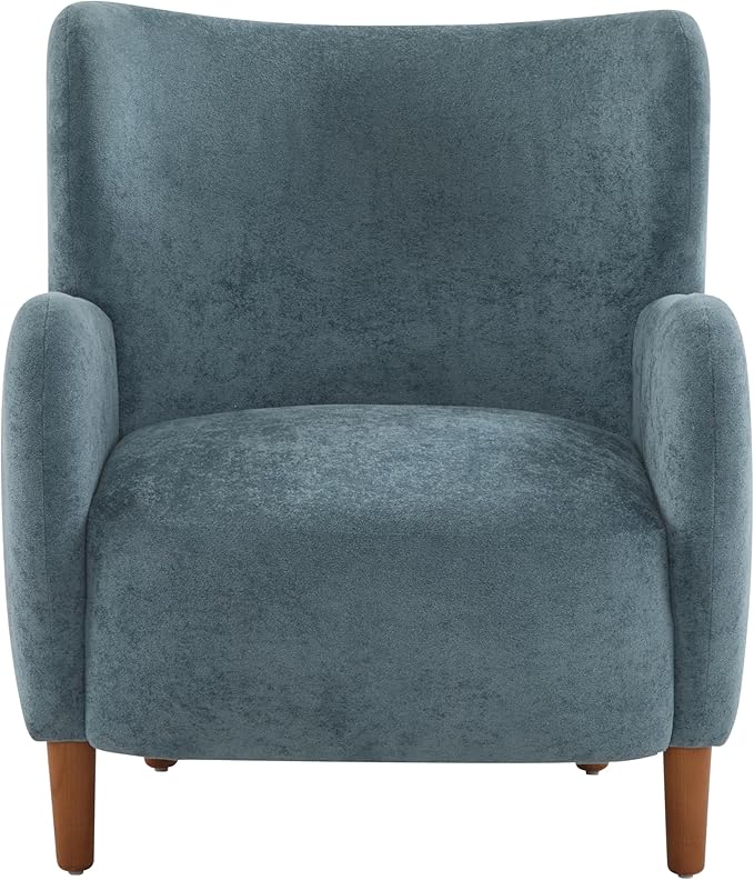 Christopher Knight Home Dolly Mid-Century Modern Velvet Upholstered Wingback Club Chair Living Room Lounge Chair for Relaxation Reading Armchair Solid Wood Living Room Accent Chair Aqua Blue+Brown