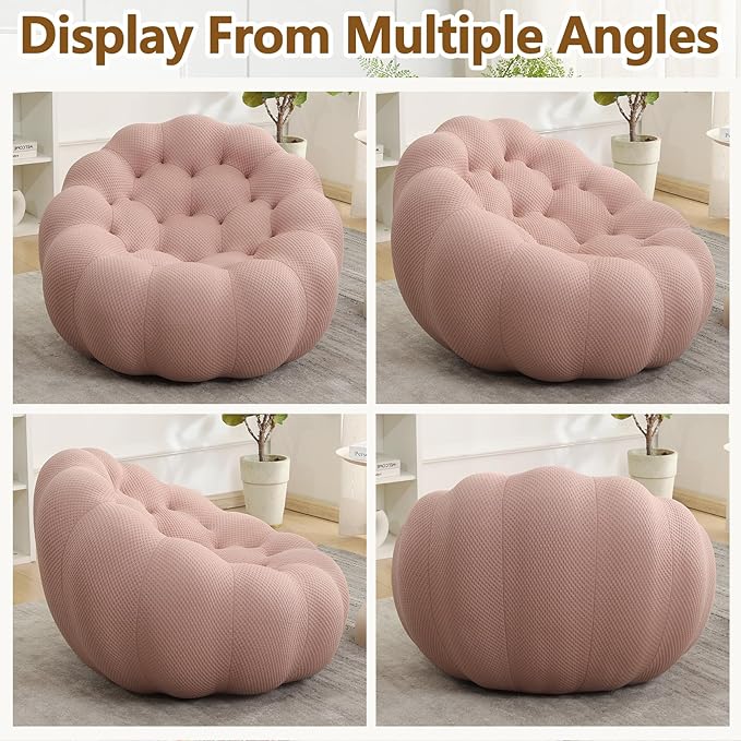 Bean Bag Chairs for Adults/Teens Reading Corner Chair Orange Beanbag Chair for Bedroom Living Room Small Comfy Chairs for Living Room Small Space No Assembly Required (Pink Couch)