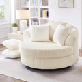 360° Swivel Accent Barrel Chair Corduroy Comfy Round Swivel Chair with Mental Base &amp Pillows Modern Lounge Reading Armchair Upholstered Plush Sofa Chairs for Living Room Bedroom Apartment(Bei