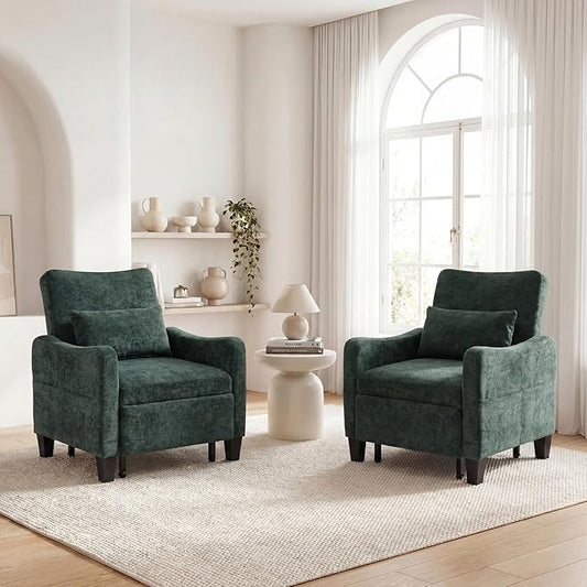 3 in 1 Convertible Sofa Bed Chair Pull Out Single Sleeper Chair Bed with Adjustable Backrest Modern Lounge Sofa for Small SpaceDark Green