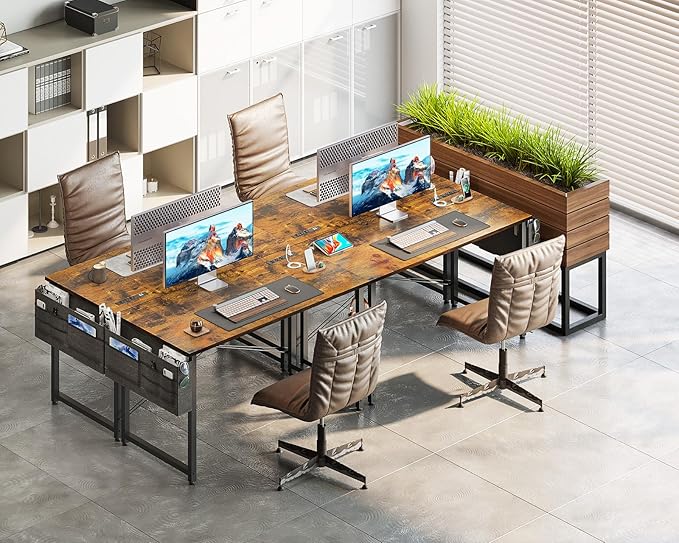 AODK 40 inch Small Computer Desk with Power Outlet for Small Spaces Home Office Student Laptop PC Writing Desks with Storage Bag Headphone Hook Vintage