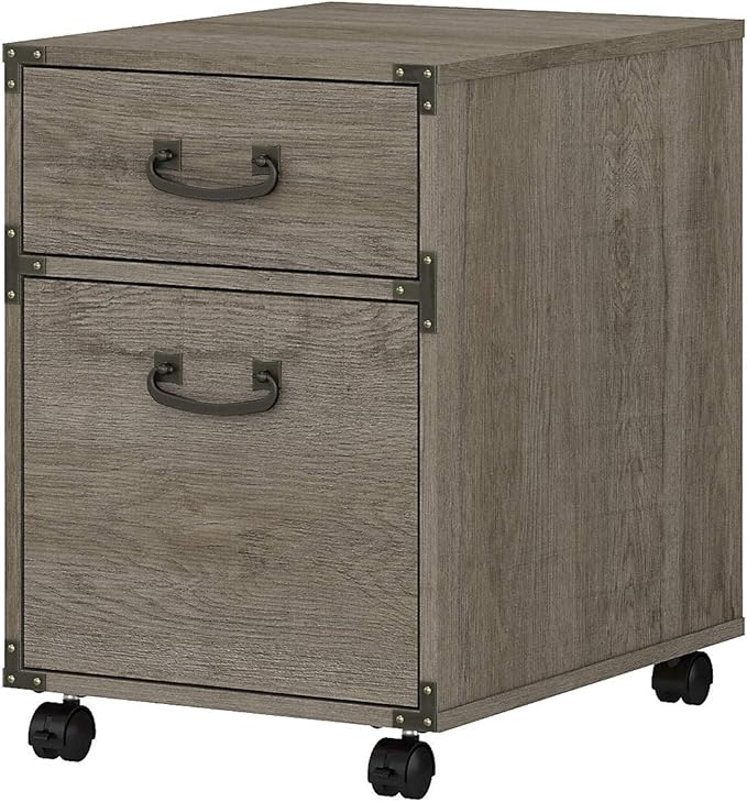 Bush Home Ironworks 2 Drawer Mobile File Cabinet in Restored Gray