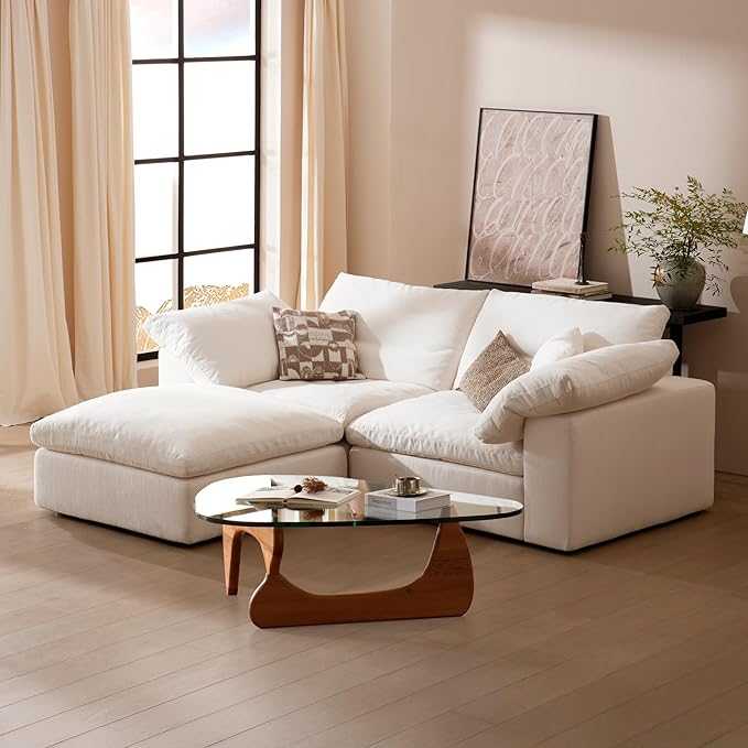Modular Sectional Sofa 78.7 L Shaped Modern Sofa Modular Sectional Cloud Couch with Ottoman Modern Cloud Sectional Couches for Living Room Deep Seat Sofa with Washable Cover