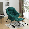 Lazy Chair with Ottoman Modern Accent Chair with Armrests and a Side Pocket Dark Green Accent Chairs Reading Chairs Oversized Armchairs for Bedroom Study Living Room Courtyard