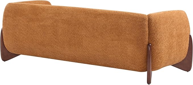 Christopher Knight Home Almab 82 Inches Sofa Couch Cozy Boucle Upholstered 3-Seater Sofa Wood Frame Couch Comfy Couches for Living Room and Office Modern Sofa Caramel Brown