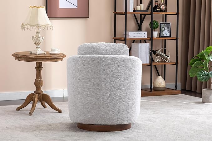 Teddy Fabric Armchair360°Swivel ArmchairClub Reading Chair for ApartmentLiving RoomOfficeReception AreaLight Gray