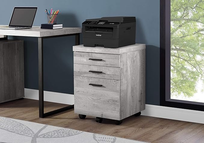 3 Drawer Mobile File Cabinet with WheelsWooden Rolling Filing Cabinets Office Storage Drawers Cabinet Printer Stand for Home Office Organizer Letters/Legal/A4 (Grey)