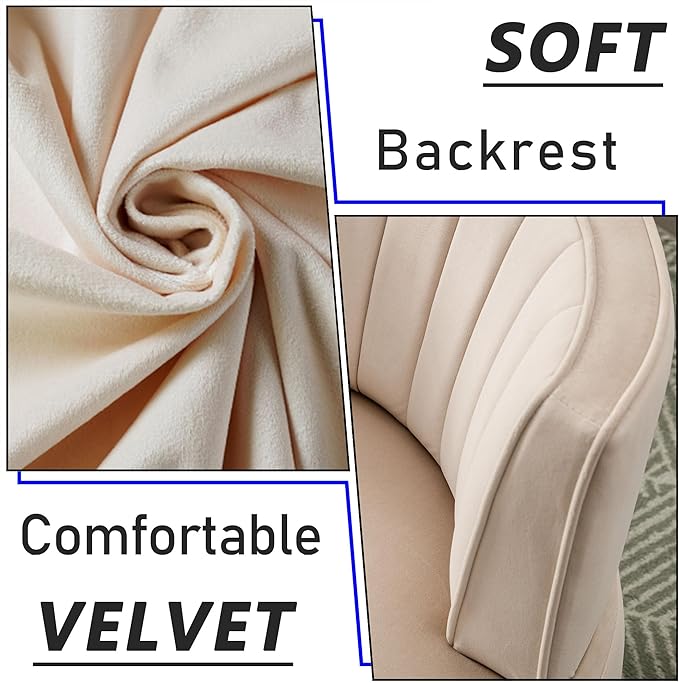 Small Barrel Chair Swivel Barrel Chair with Thicken Backrest Round Accent Chair for Living Room Bedroom Office Comfortable Velvet Fabric Soft High-Density Foam Padding (Beige)