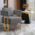 TS Modern Decorative Chair Living Room Side Chair with Gold Metal Legs no Wheels Suitable for Dressing Area Reception Room OfficeTeddy Fleece upholstered Metal Foot Sofa 1PC Grey