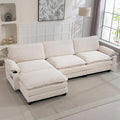 113 Modular Sectional Sofa L Shaped Cloud Couch with Movable Ottoman Comfy Corduroy Deep Seat Sofa with Cup Holders Storage Bags Couches for Living Room