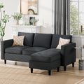Nuturelly Convertible Sectional Sofa Couch with Movable Ottoman 3-Seater Modern L-Shaped Sofa for Small Spaces Soft Fabric Couch for Living Room Small Apartment &amp Office(Dark Gray)
