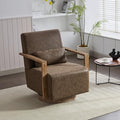 30.5 W Swivel Modern PU Upholstered Accent Chair with Solid Wood Armrests Comfy Lounge Reading Chair Side Armchair for Hotel Bedroom Living Room Office Nursery Room (PU Coffee)