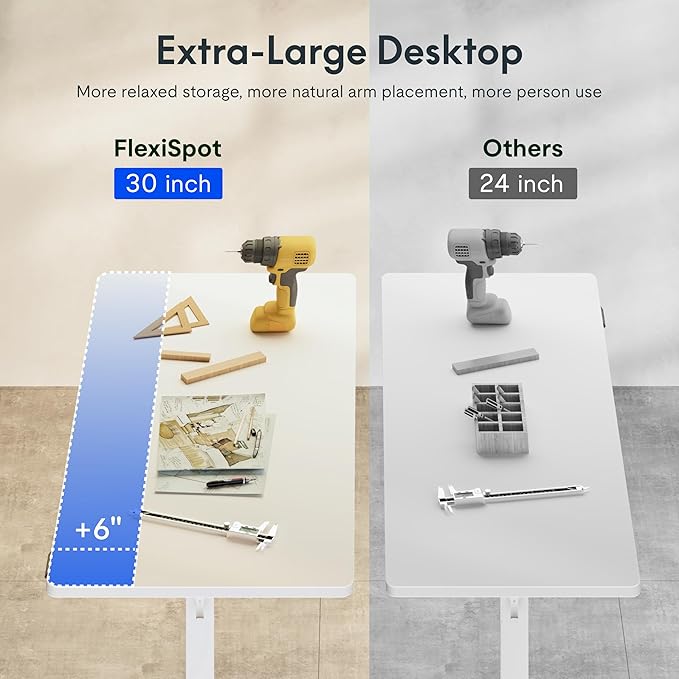 FLEXISPOT Electric Adjustable Workbench 48x30 Inches Ergonomic Worktable with Drawer for Garage Workshop Office and Home Spacious Desktop for Woodworking Sewing and Crafts White 3 Packages