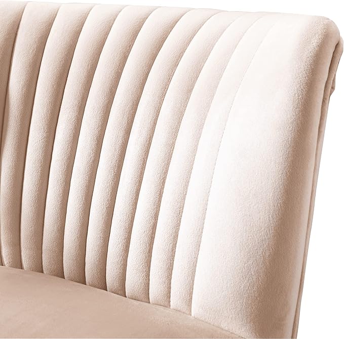 WO Indoor Furniture 22 Wide Tufted Velvet Accent Chair with Gold Metal Leg Rust and Scratch Resistant Premium Quality Seat for Your Den Living Room Bedroom Home (Tan)