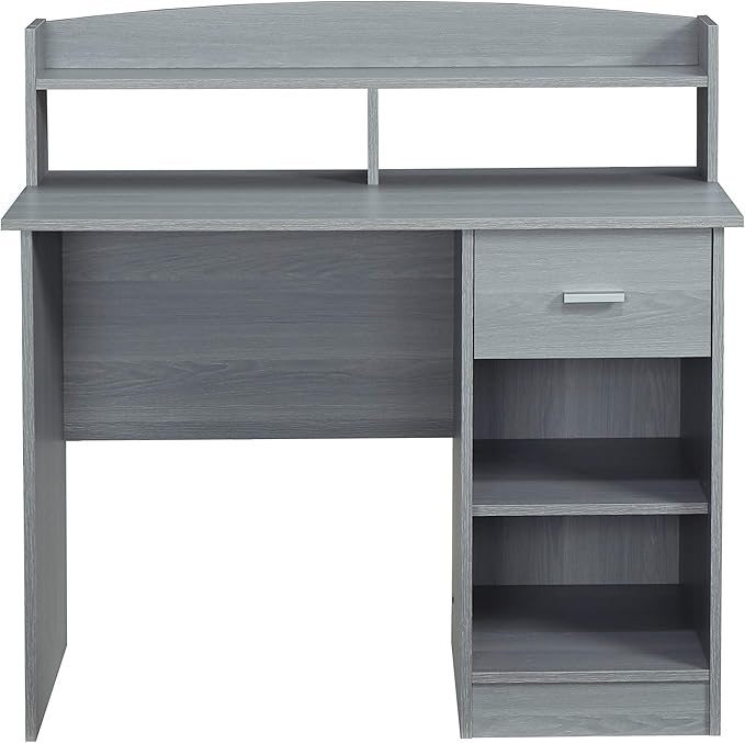 Techni Mobili Modern Office Hutch Writing Desk Grey