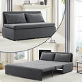 2 in 1 Pull Out Sofa Bed Queen Size Small Convertible Sleeper Sofa Couch Linen Folding Guest Bed with Wheels and Cushions Pillow Futon Sofas Couch Beds for Bedroom Office Lounge - Dark Grey