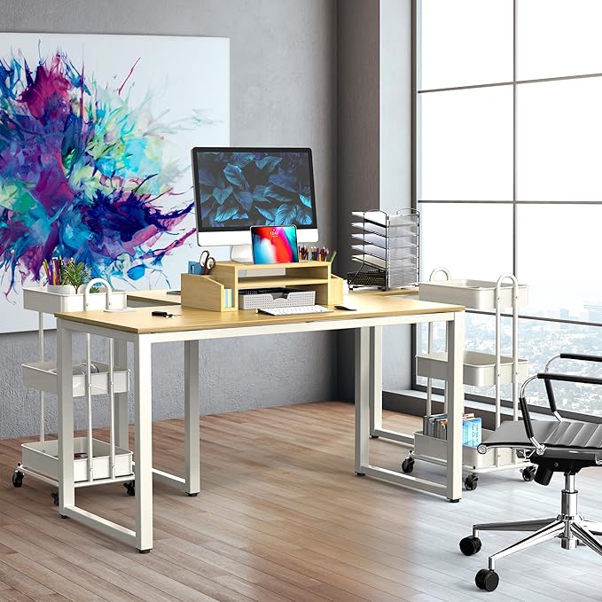 SHW 48-Inch Commercial-Grade Office Computer Desk Oak