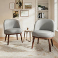 Accent Chair Mid-Century Modern Chair PU Leather Upholstered Armless Chair Set of 2 Suitable for Living Room Bedroom BalconyLight Gray