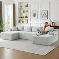 133.5 Modular Sectional Sofa with Movable Chaises Boneless Couches with Cup Holders for Living RoomOversized U Shaped Sectional Couch Modern Cloud Corner Sofa with Storage 6 Seater- Gray