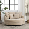 Chifee &amp Vingol 59.8 W Oversized Accent Barrel Chair Large Round Chair with WheelsWheat