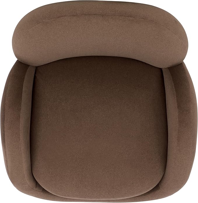 SAFAVIEH Couture Collection - Paolini Brown Upholstered Accent Chair Metal Swivel Base Sculptural Modern Design (SFV4880B)